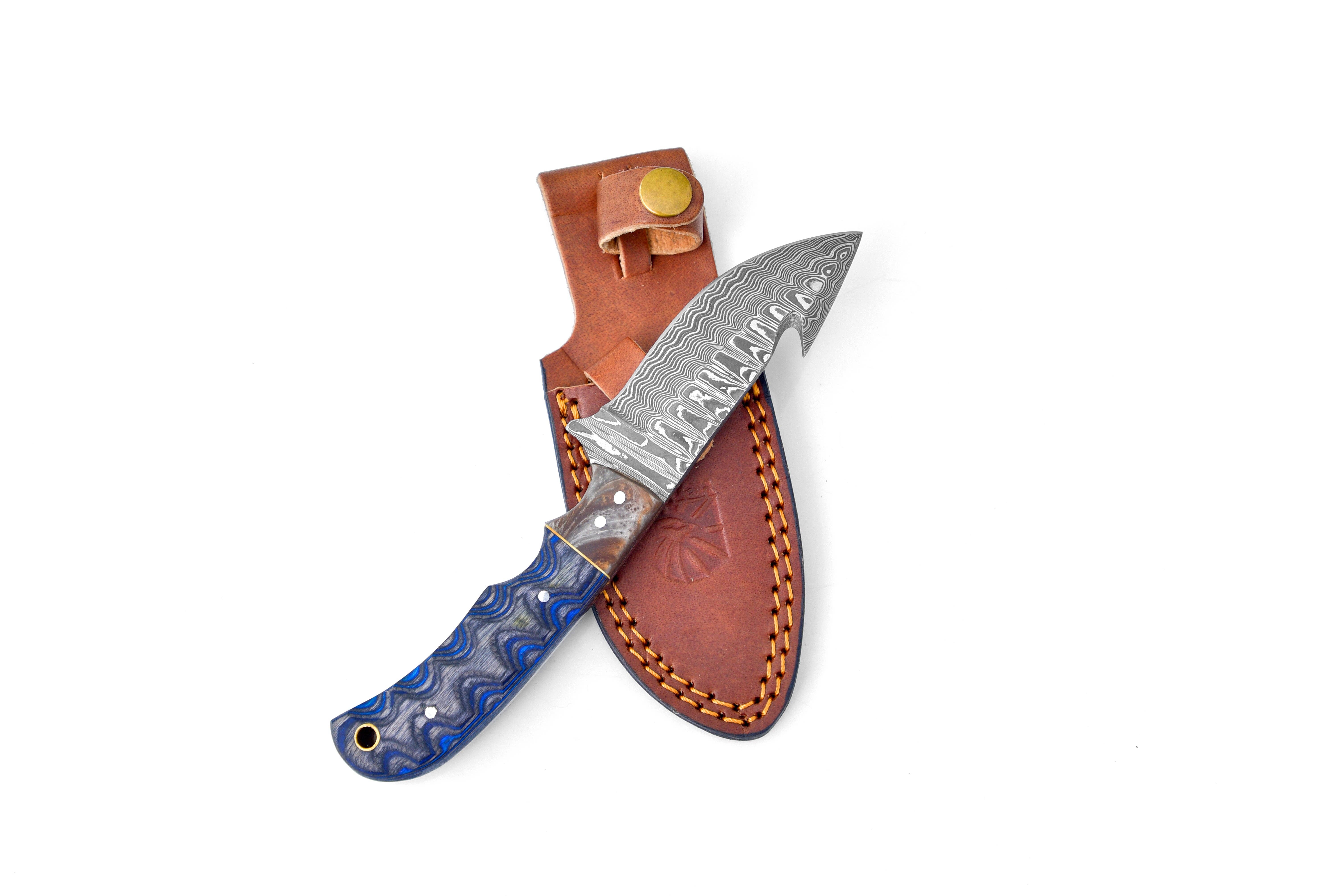 Titan International - Wholesale Kitchen/Utility Knife - Damascus Steel Gut-hook & Skinning Style TK-1121
