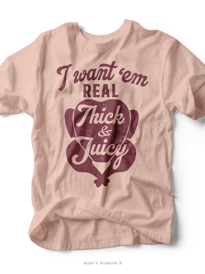 Je les veux vraiment épais et juteux | T-shirt de Thanksgiving | Ruby's Rubbish® pour la vente par Ruby’s Rubbish