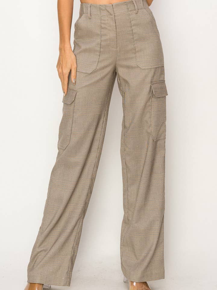 Pantaloni cargo a quadretti lunghi per la vendita all'ingrosso da parte di LINZY