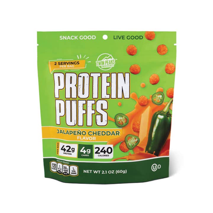 Twin Peaks Ingredients - Wholesale Puffed Snack - Protein Puffs - Jalapeño Cheddar 2.1 oz (60g)