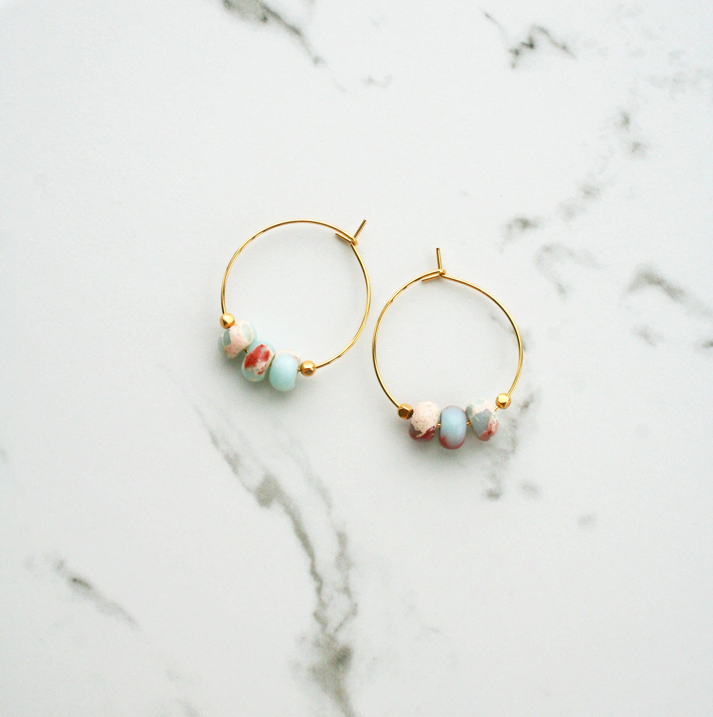 Laura Stark Designs - Wholesale Hoop Earrings - Aqua Terra Jasper Hoops | Beaded Hoops2