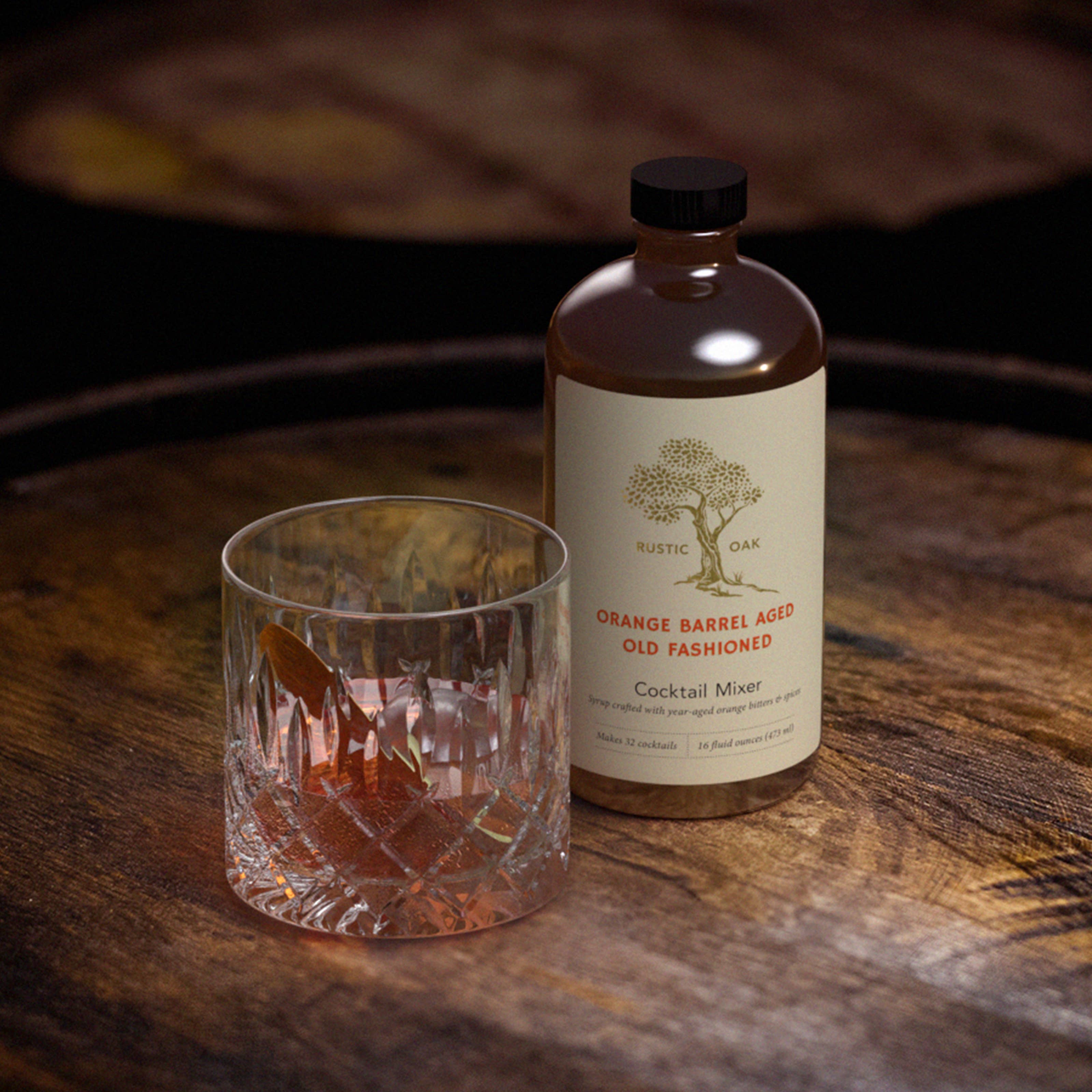 Rustic Oak - Wholesale Cocktail Mix/Syrup - Orange Barrel Aged Old Fashioned Cocktail Mixer 8oz0