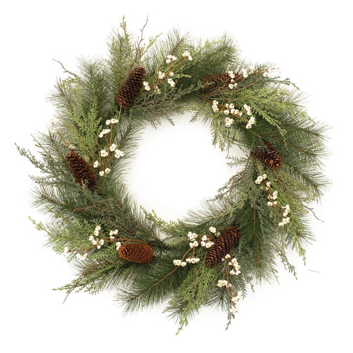 HomeRoots - Wholesale Wreath - 29" Green And Brown Christmas Pine Artificial Wreath