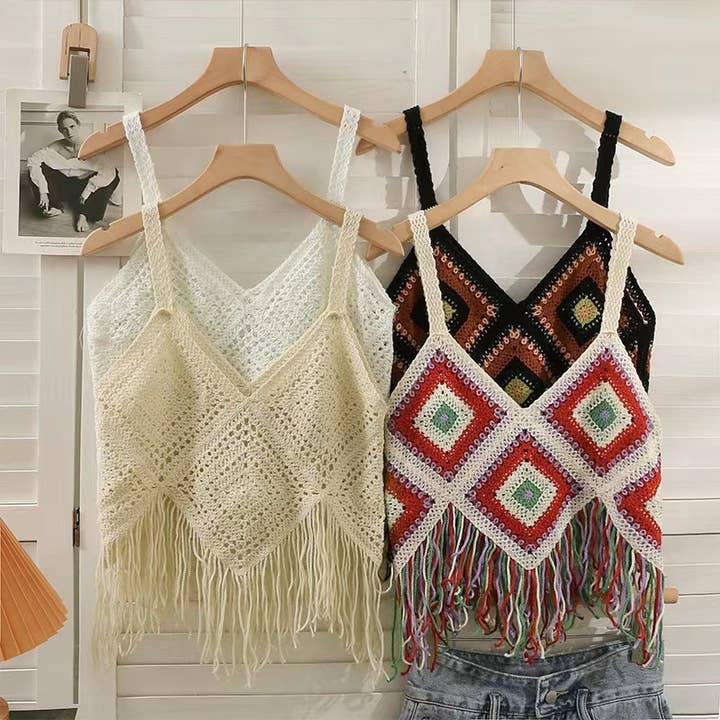 Rosa Clothing - Wholesale Camisole - Women's - Crochet Fringe Camisole Woven tank top5