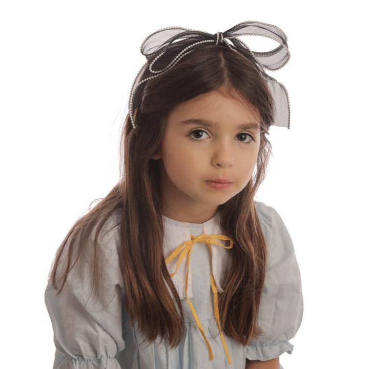 Pearl Trim Bow Headband for wholesale by Heirlooms New York