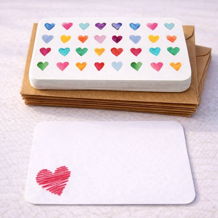 Biscotti Designs - Wholesale Stationery/Notecard Set - Hearts - Itty Bitty 20 Mini Card Set1