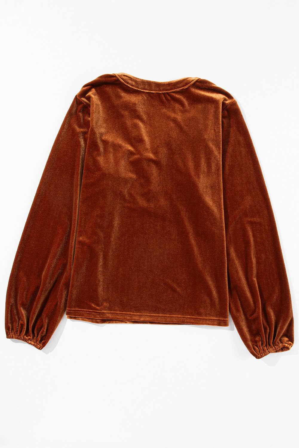 Flamme d'or Top en velours à col en V fendu à manches lanterne en vente sur Faire6