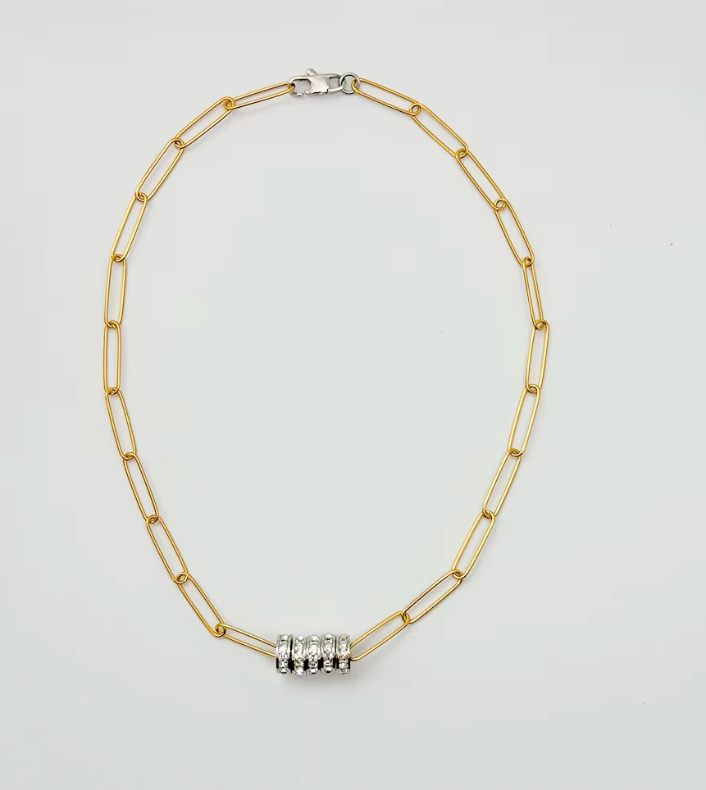 HoopLa – wholesale Link & chain necklace – Mia Paperclip Necklace-Pavé Rings-Stainless Steel- 14K CZ4