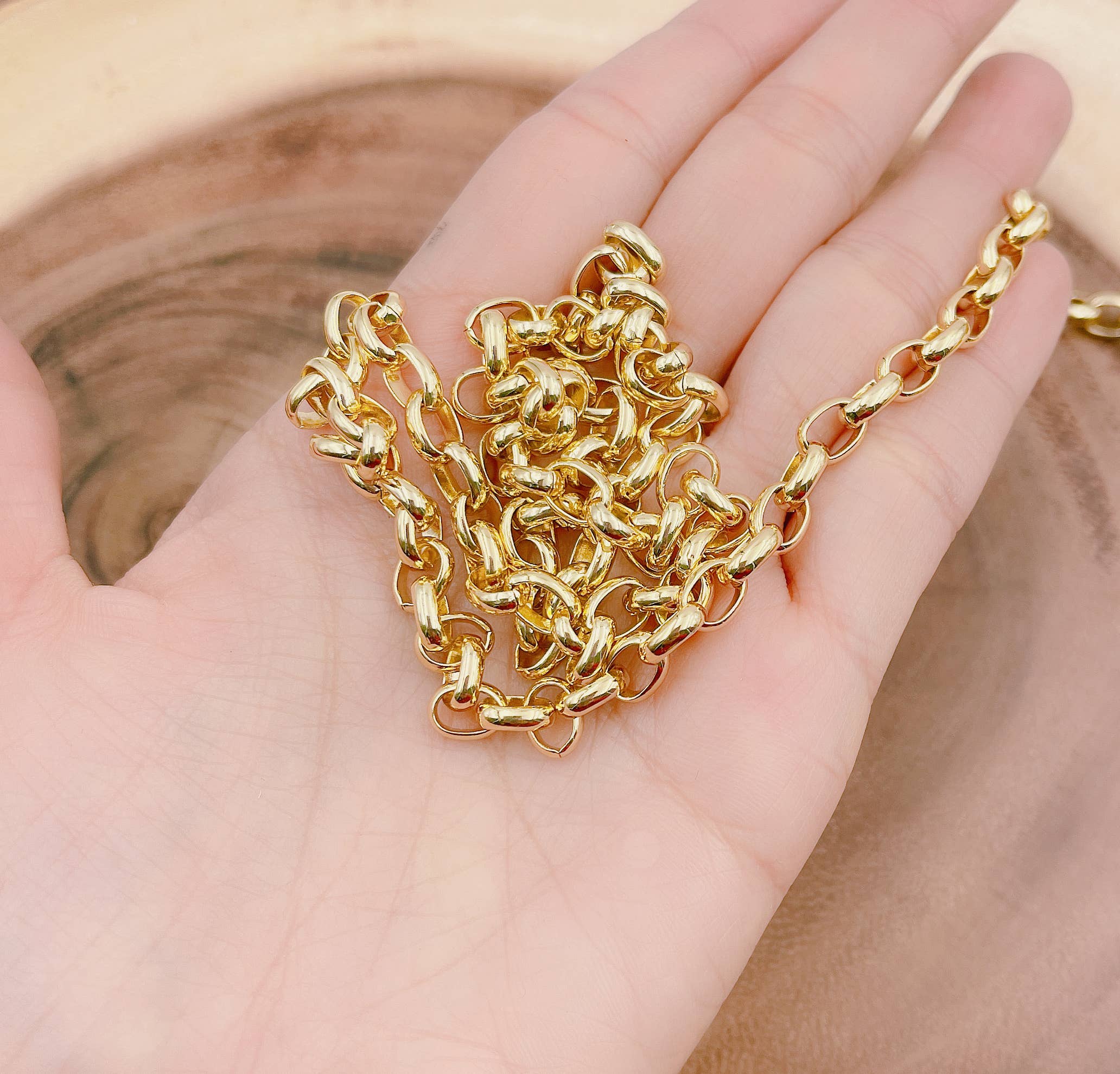 Beads Creation - Wholesale Craft Supplies - Solid Gold Rolo Cable Chain by Foot, Unfinished Chain, CH1652