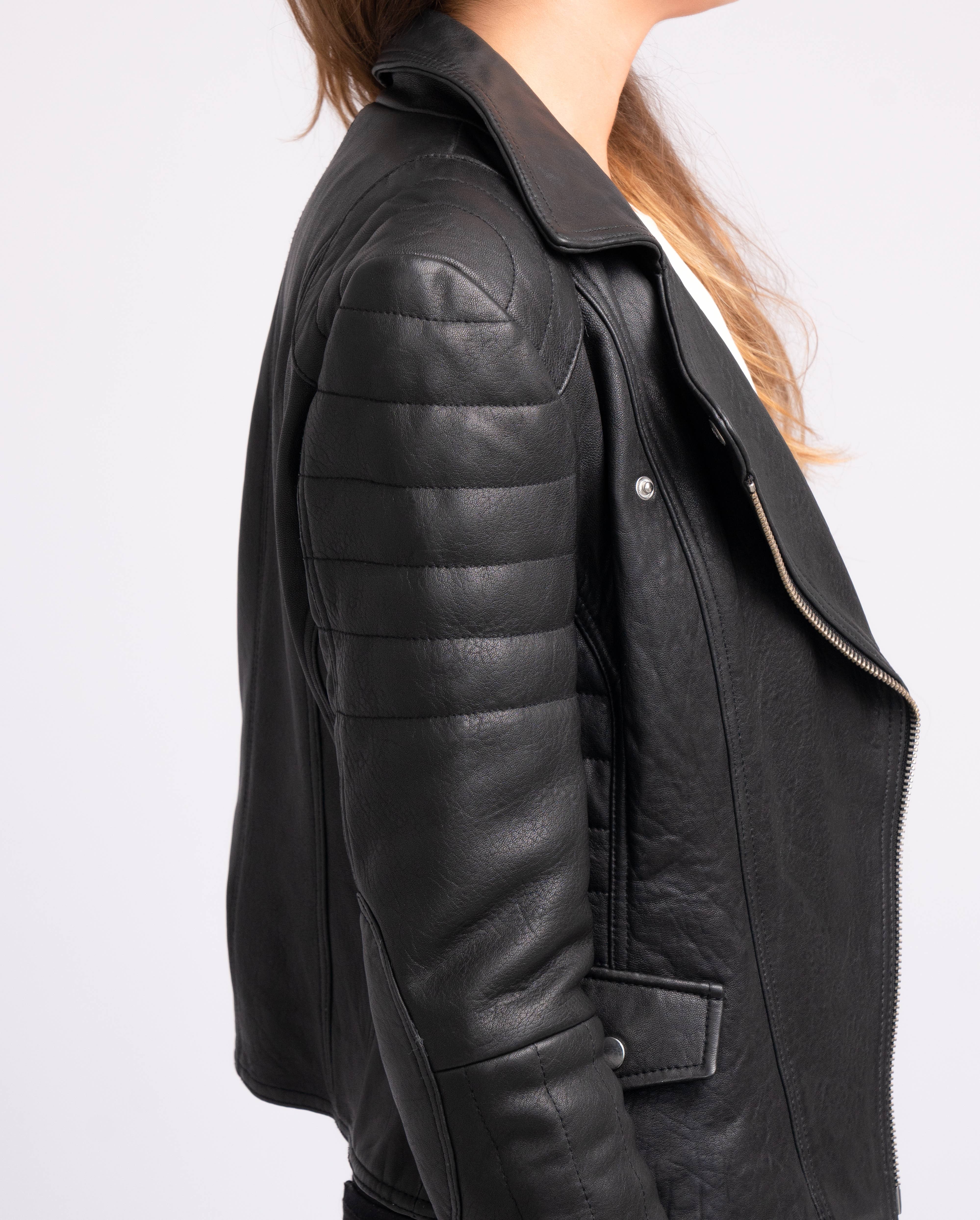 Amsterdam Heritage Leather Belts, Bags, Jackets & Apparel - Wholesale Leather Jacket - Women's - Munroe | Black and Cognac Women's Leather Jacket4