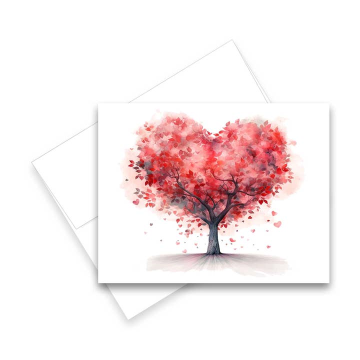 Aria Rae - Wholesale Stationery/Notecard Set - Assorted Heart Tree Greeting Cards, Set of 64