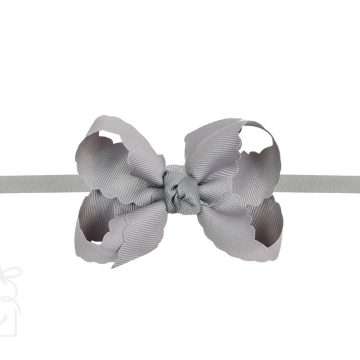 Beyond Creations, LLC - Wholesale Fashion Headband - Kids - 1/4" NYLON PANTYHOSE HEADBAND W/ SCALLOPED EDGE BOW
