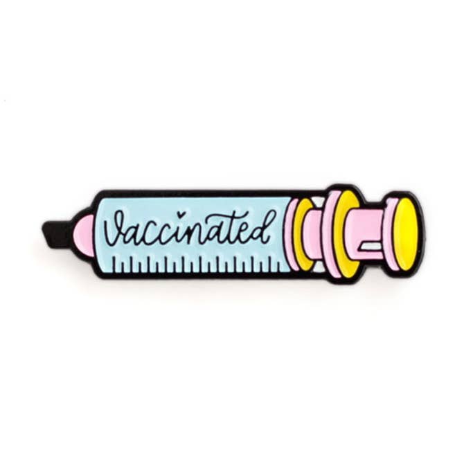Vaccinated Pin for wholesale by Justine Ma Design