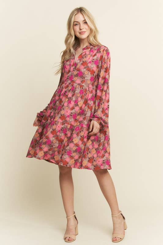 MOKA MULTI ABITO MINI A BALZE FLOREALE CON COLLETTO ALLA COREANA ED6794-12 in vendita all'ingrosso su Faire3