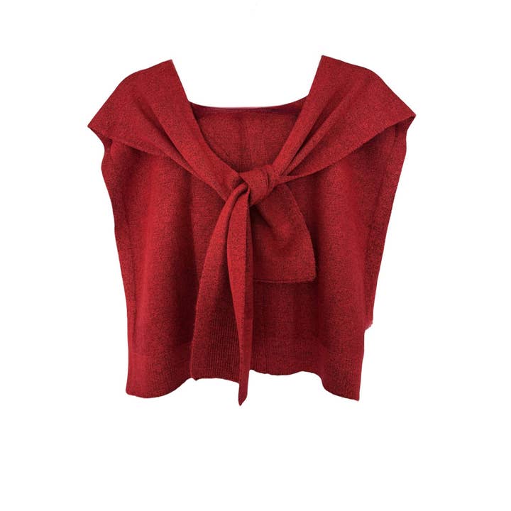 JC Sunny Fashion – wholesale Scarf – Women's – JC063352 Burgundy Stylish Mini Shoulder Cover Tie Front Scarf2