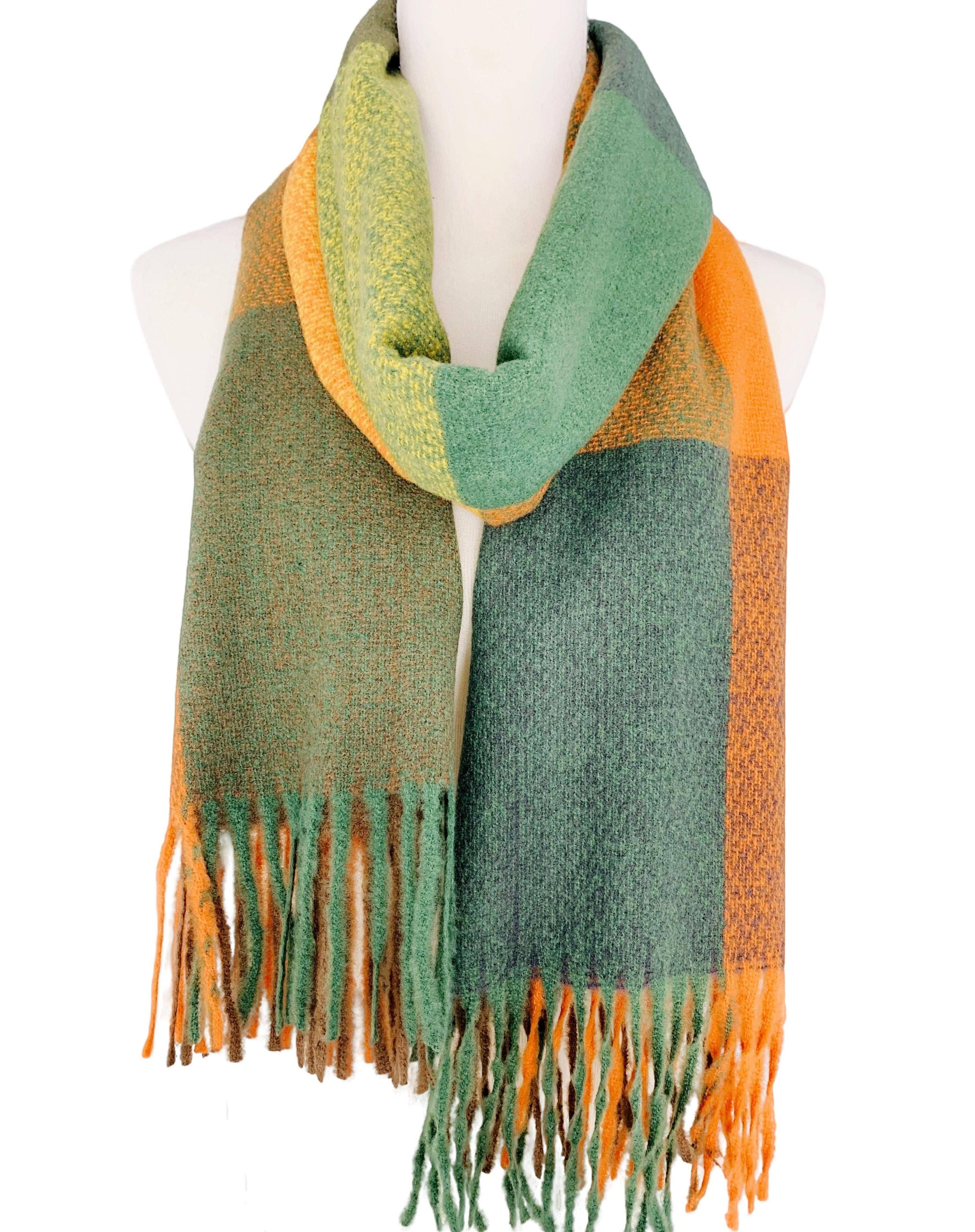 JC Sunny Fashion - Wholesale Scarf - Women's - JC023303 9 Colors--Softer Than Cashmere Colorblock Blanket Scarf6