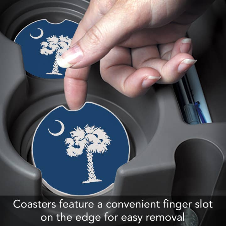 CounterArt/Highland Home/Thirstystone/CoasterStone - Wholesale Car Coaster - Unisex - SC State Flag Bulk Stone Car Coaster-NO PACKAGING3