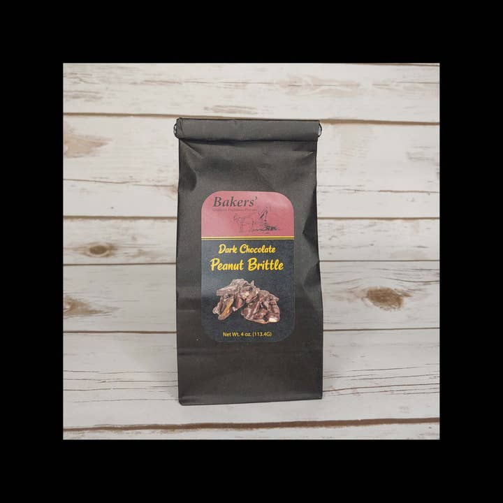 4 oz. Dark Chocolate Peanut Brittle for wholesale by Bakers' Southern Traditions
