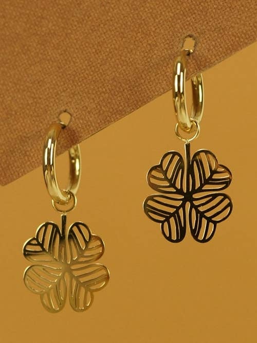 Hollowed Clover Stainless Steel Earrings for wholesale by Victoria Moda