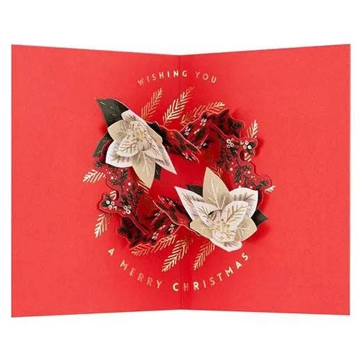 Greeting Life America - Wholesale Christmas Card - Christmas Wreath Pop-Up Card Red0