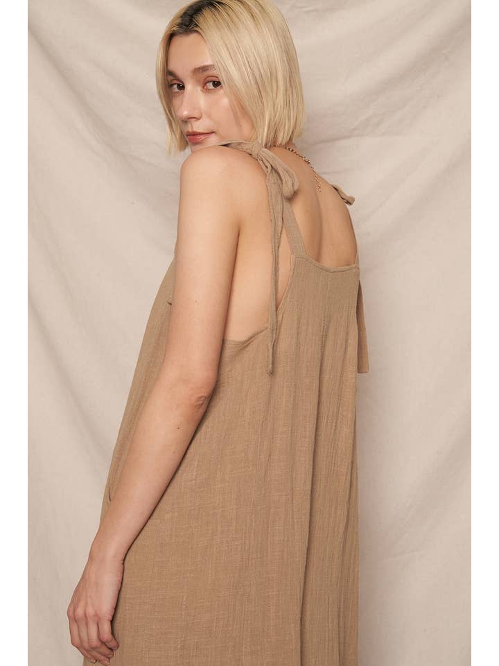 En Crème - Wholesale Jumpsuit - Women's - Ruched Neck Shoulder Tie Loose Fit Jumpsuit14