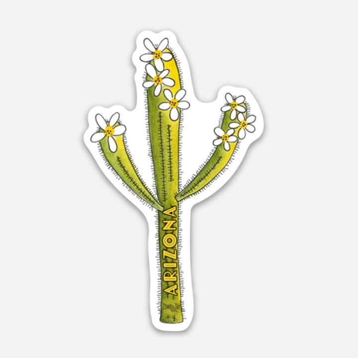Saguaro Cactus Flowers Arizona | Vinyl Sticker for wholesale by Zinnia Sky Studio LLC