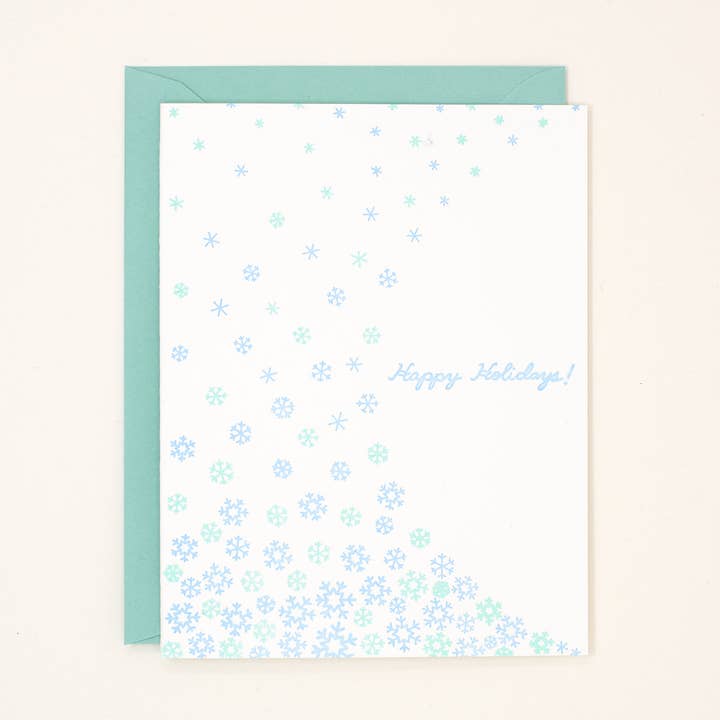 Carte typographique Falling Snowflakes - Coffret - Imprimée à la main pour la vente par Helen Edna