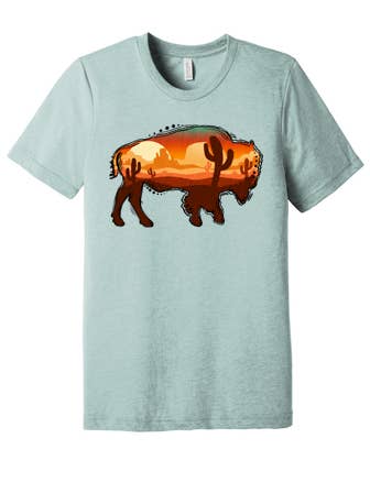 Graphic Tee - Southwestern Desert Bison for wholesale by 64 Degree Productions