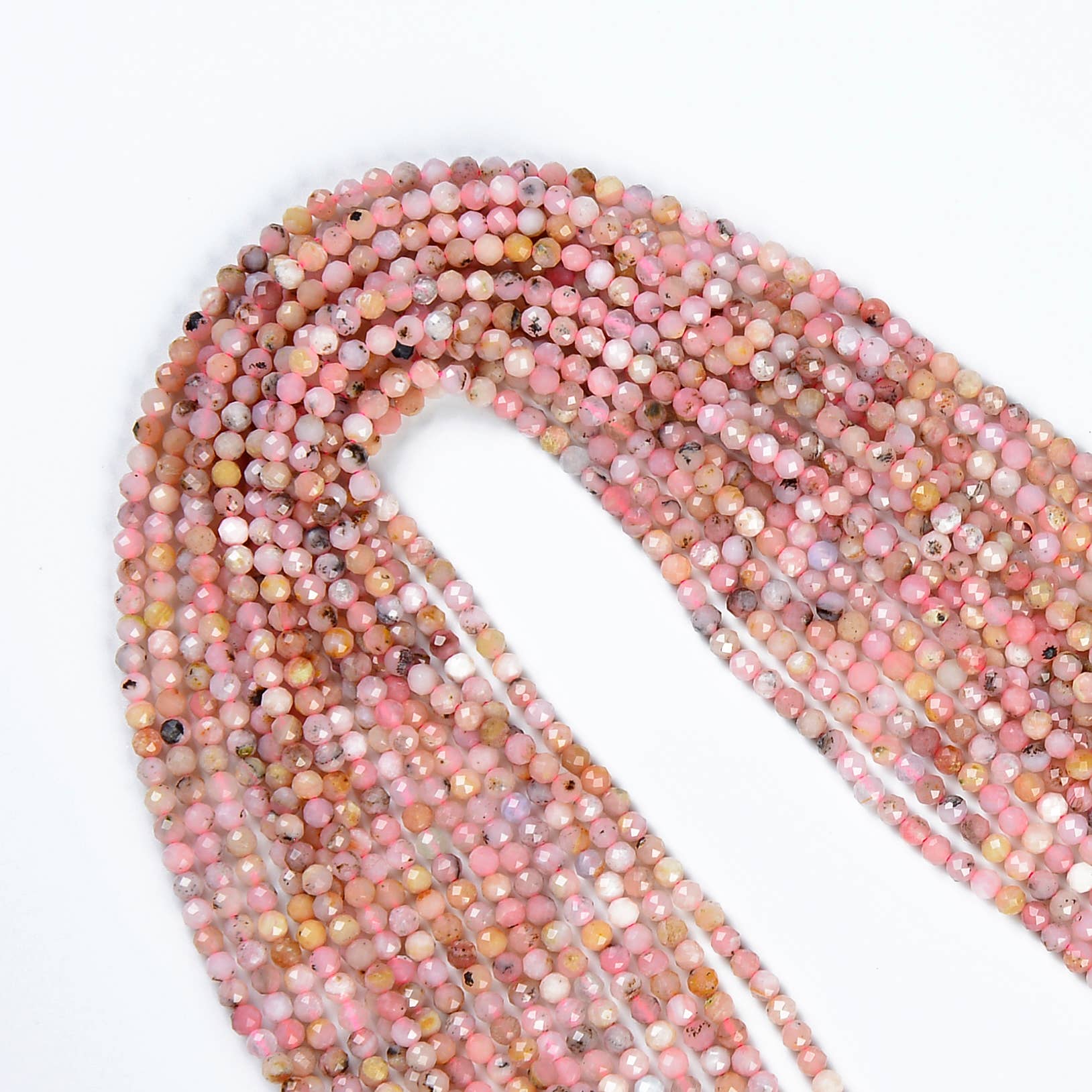 Beads Creation - Wholesale Beads - Peruvian Pink Opal Genuine Faceted Round Bead 3mm PRP5054