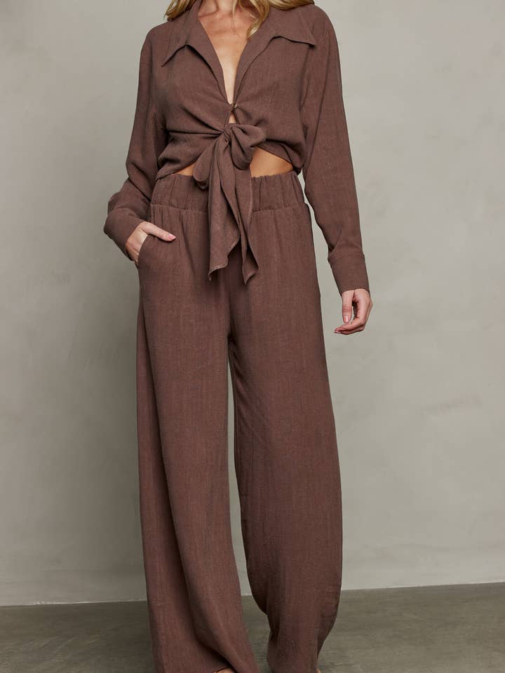 Rhea Brede Bukser - Brun for engroshandel hos Sunday Ritual