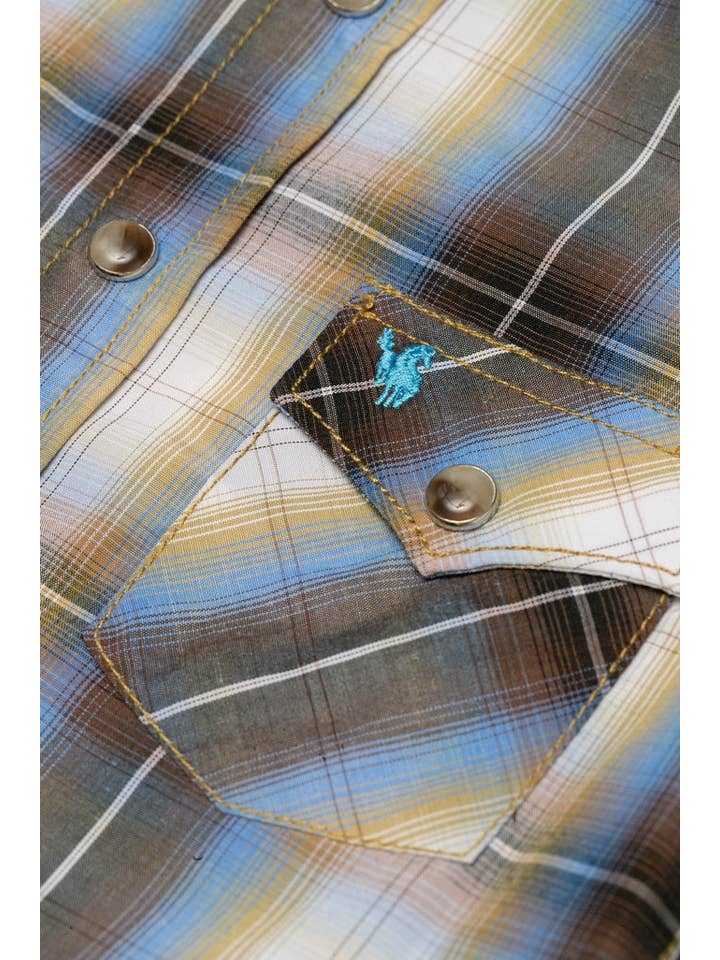 Rodeo Clothing - Wholesale Buttoned-down shirt – Kids - RODEO CLOTHING KID'S PLAID WESTERN LONG SLEEVE SNAP SHIRTS1