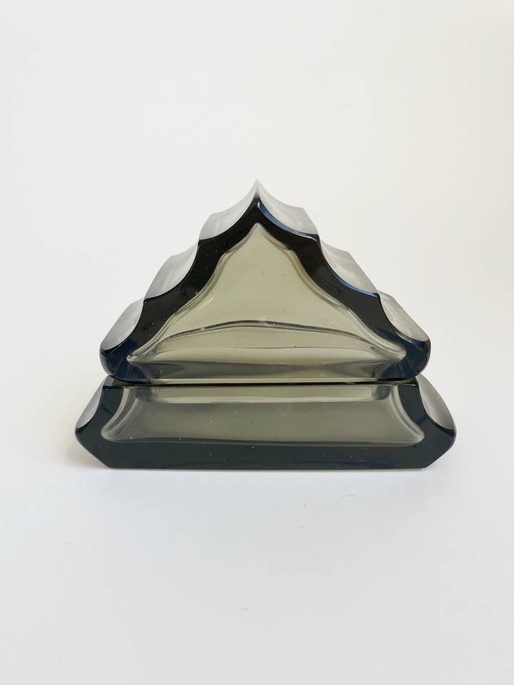 Moser Smoky Czech Glass Covered Box for wholesale by virga