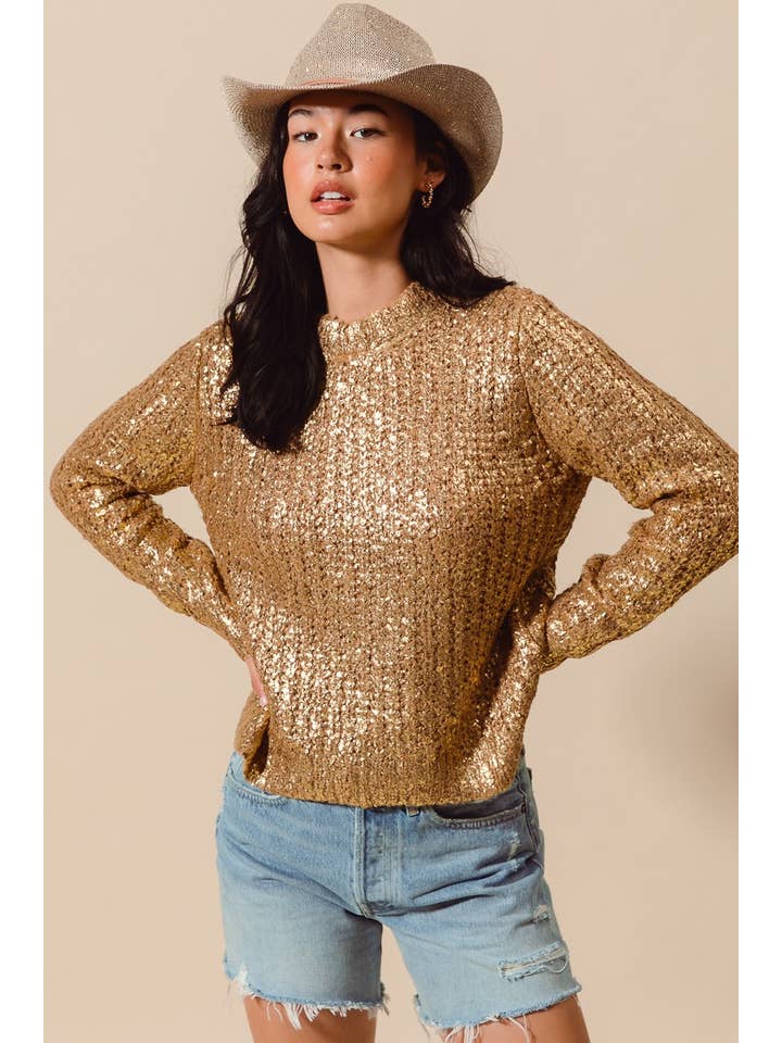 OR Pull métallisé à col rond et haut de Noël en vente sur Faire4