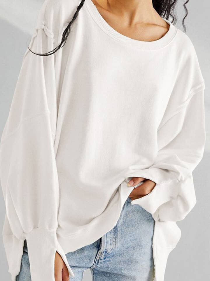 Lily Clothing - Vente Sweat-shirt – femme - Tendance de mode : sweat à capuche fendu, ample et uni.2