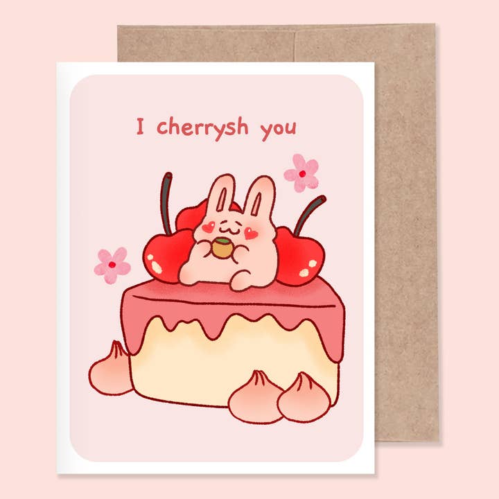 I Cherrysh You Greeting Card for wholesale by Wanderella