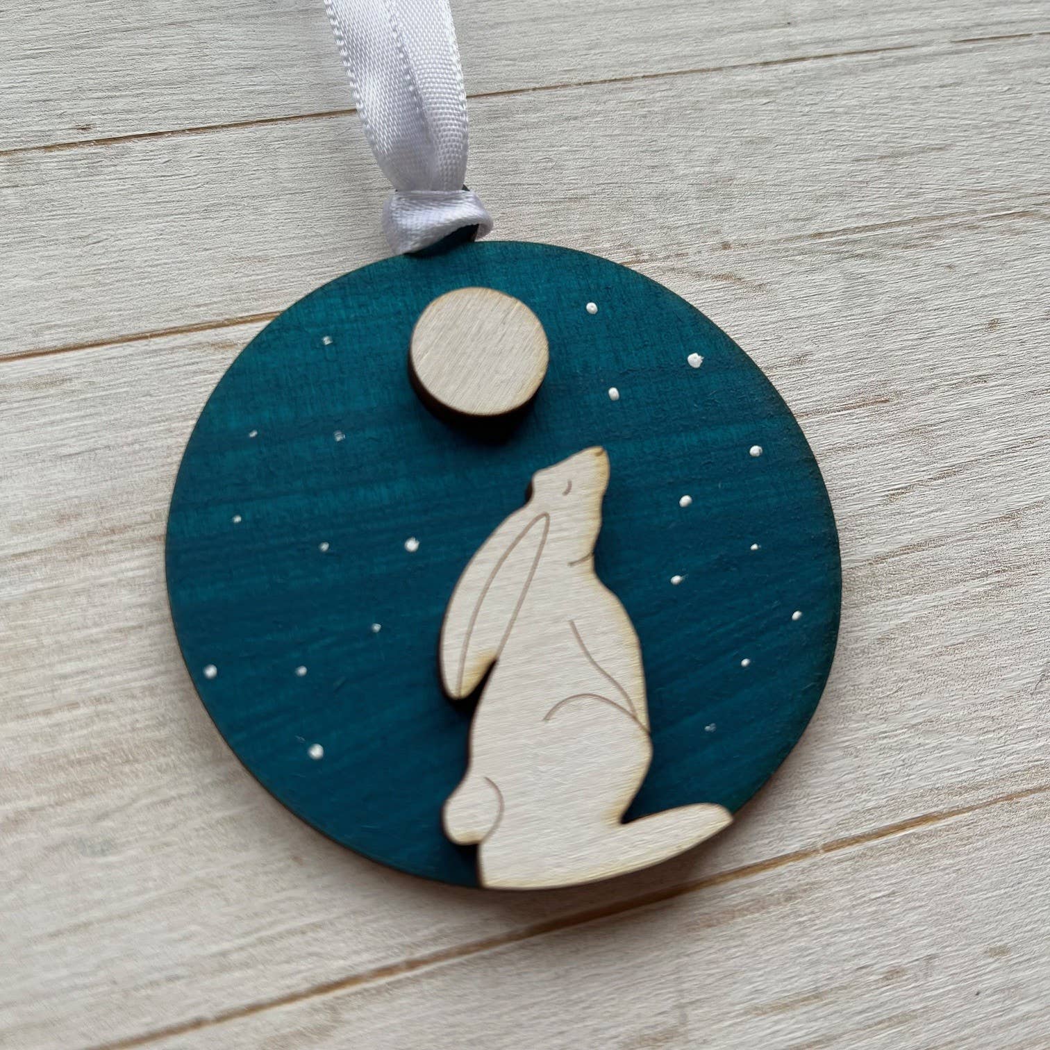 Gorgeous Little Bits Ltd – wholesale Ornament – Moon Hare Night Sky Full Moon Christmas Decoration1