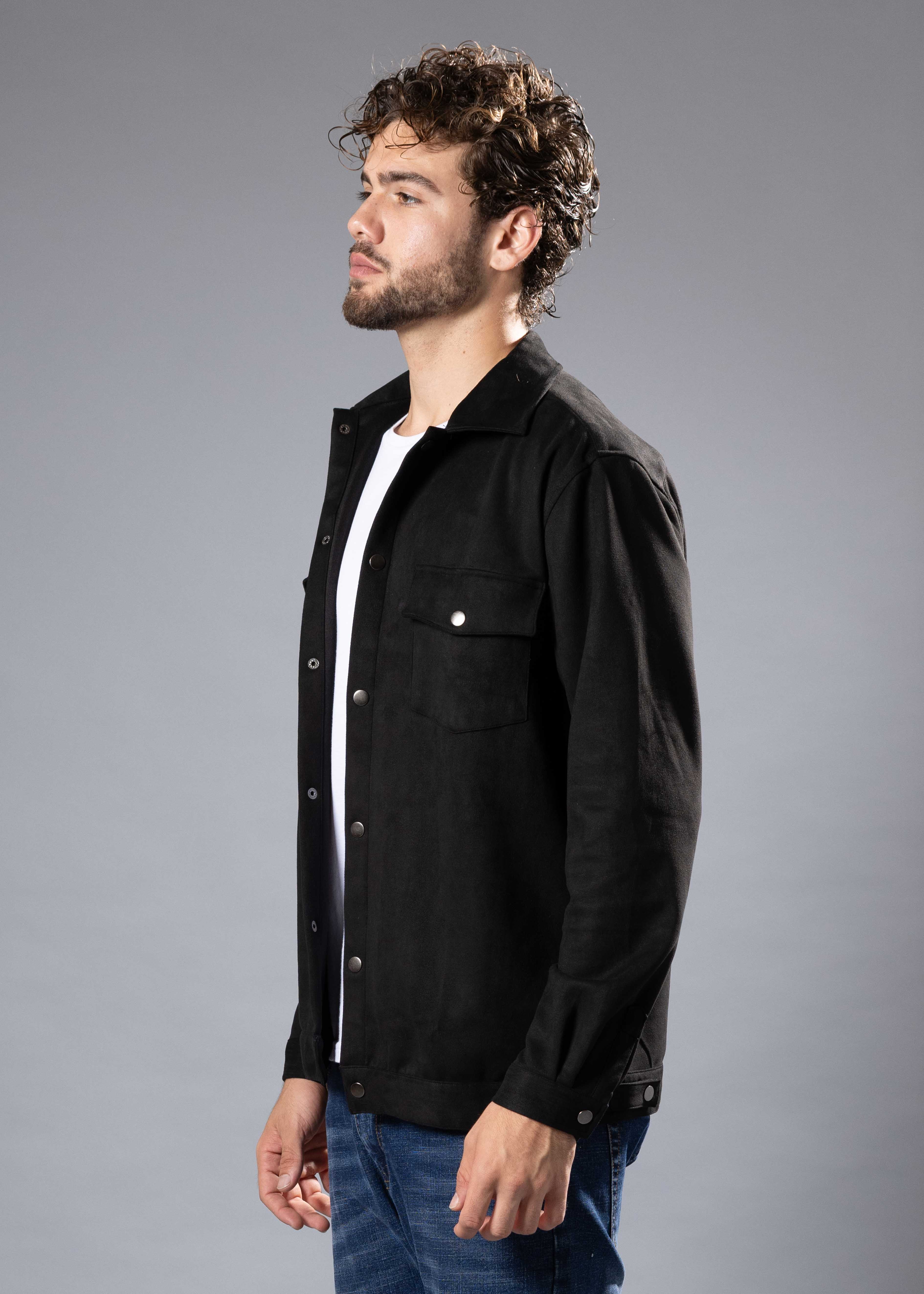 255102 - Men's Black Suede Shacket for wholesale on Faire1