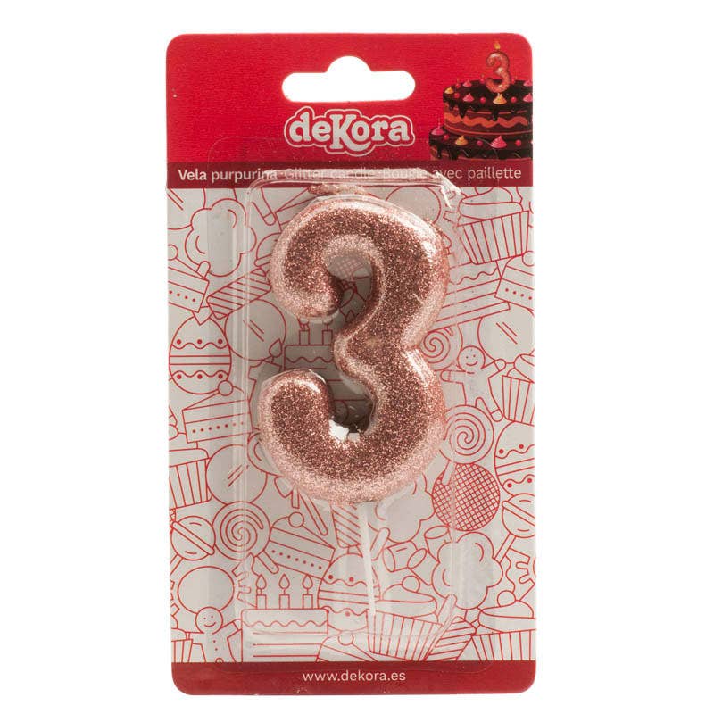 Birthday candle for cakes with pink glitter for wholesale on Faire7