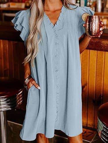 Ruffled Cap Sleeve Mini Dress for wholesale by AZSHOP Trading LLC