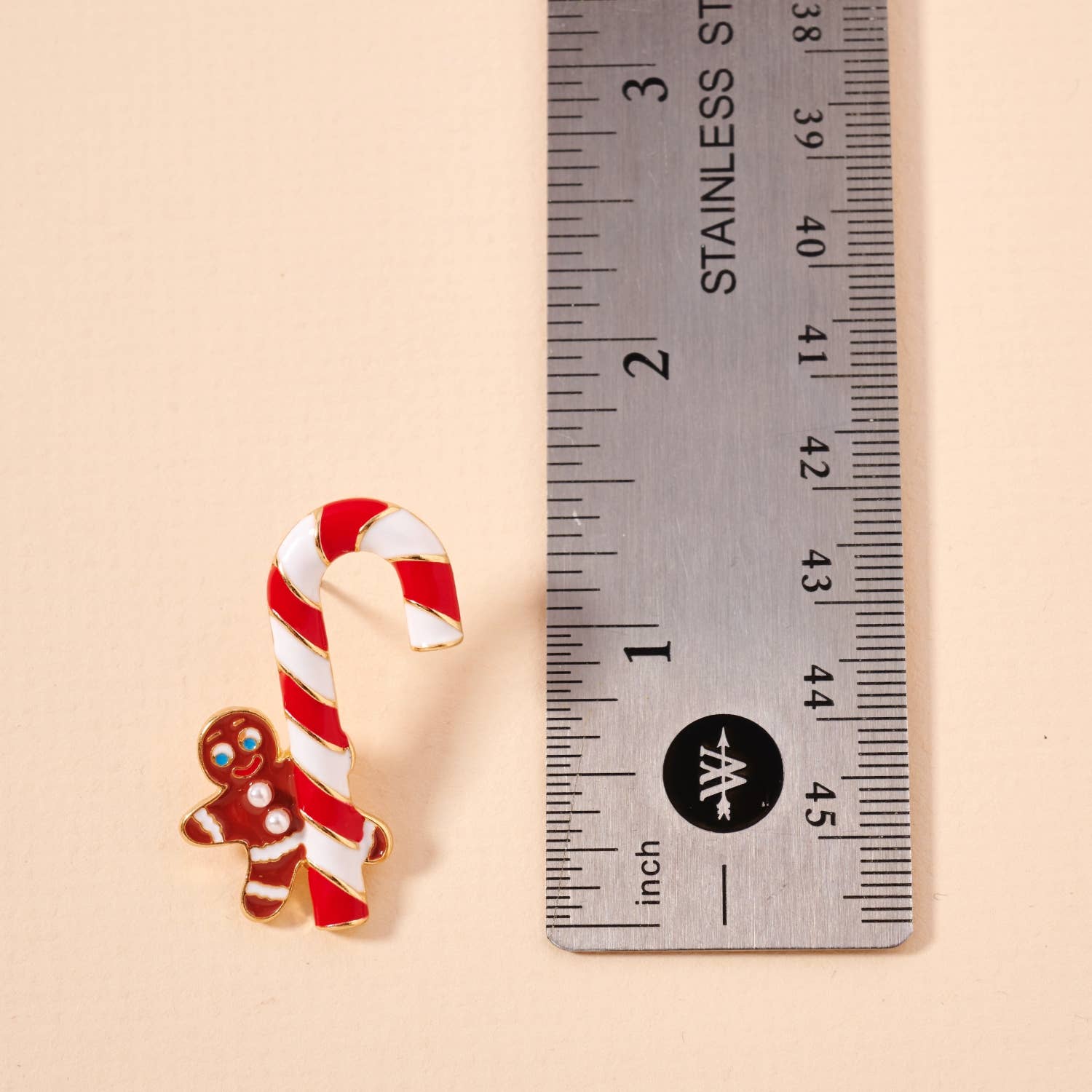 Red Candy Cane & Gingerbread Man Enamel Stud Earrings for wholesale on Faire3