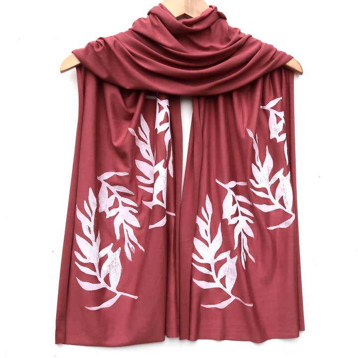 Scarf - Laurel (white ink) for wholesale by Windsparrow Studio