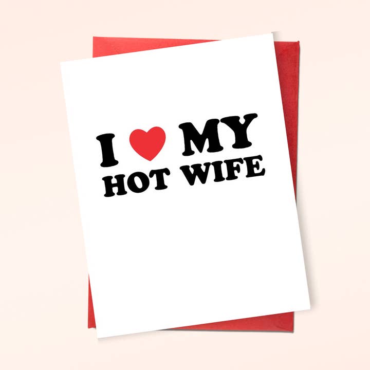 "Amo a mi esposa caliente" Tarjeta de felicitación retro con tipografía de amor para venta al por mayor de Jupiloom