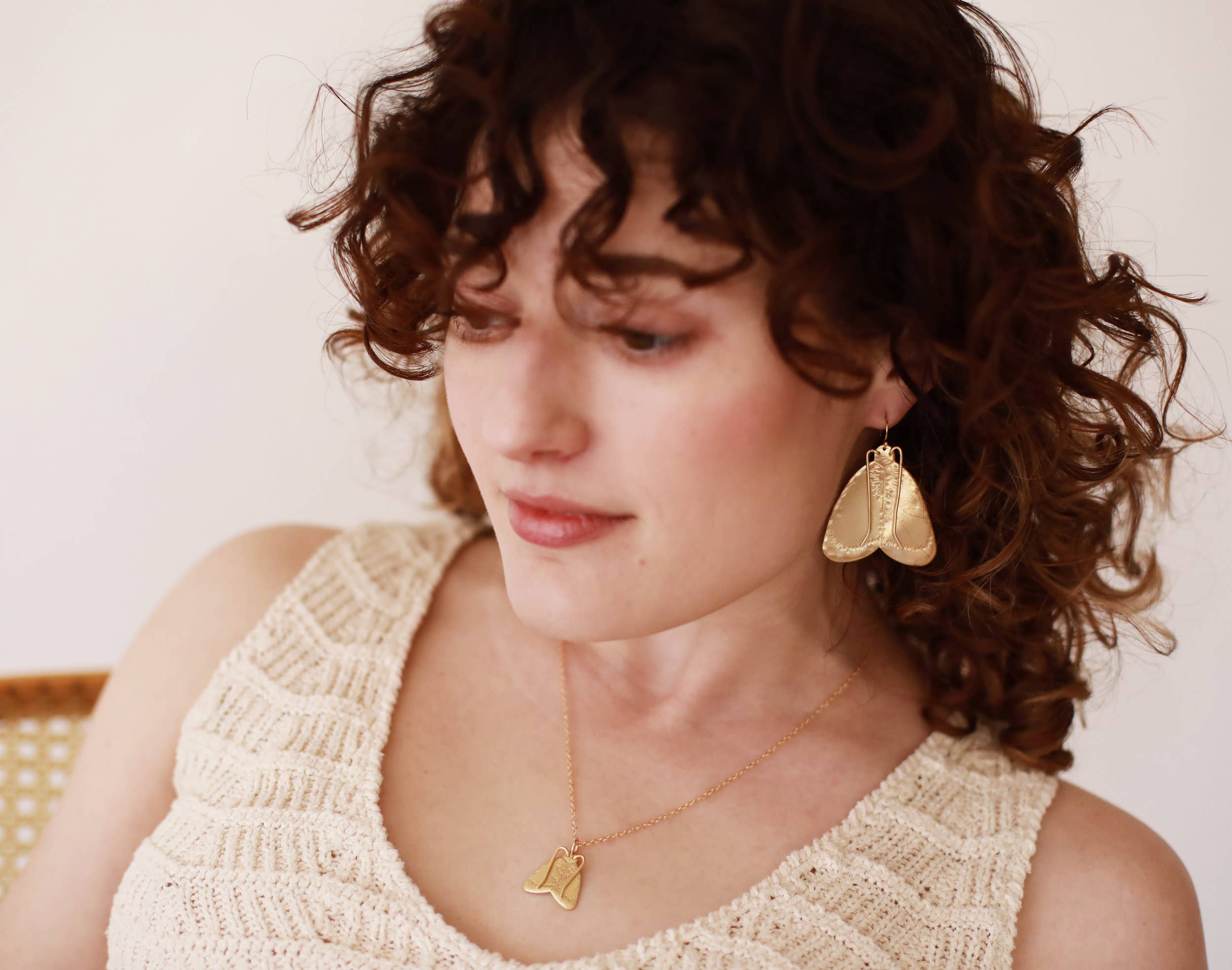 Cire’ Alexandria - Wholesale Dangle Earrings - Large Moth Dangles, Solid Bronze, Moth Earrings2