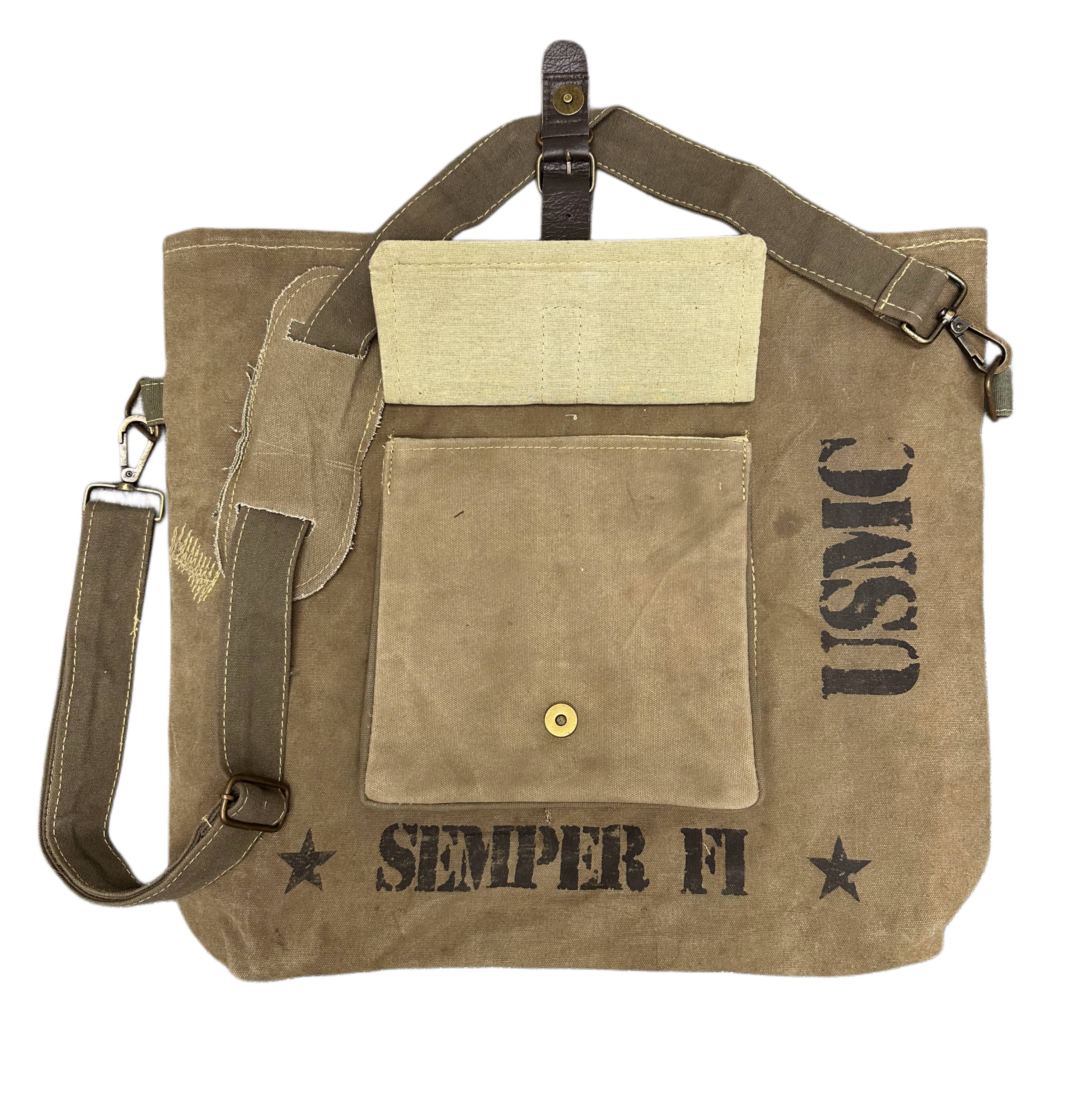 Vintage Addiction - Wholesale Crossbody Bag - Unisex - US Marines Unisex Recycled Military Tent Crossbody2