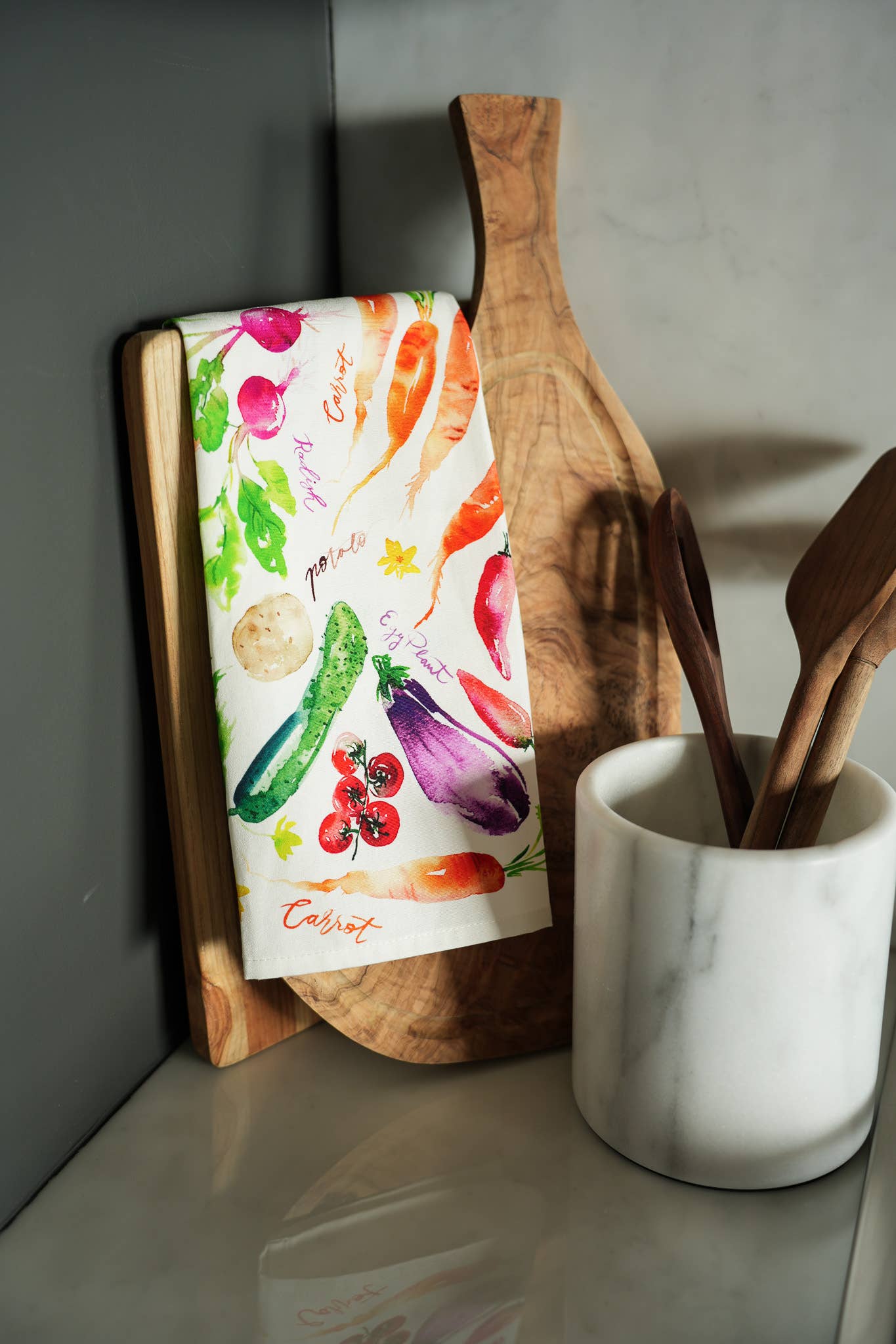 Jean Choe Art & Design - Wholesale Tea Towel - Vegetable Medley Tea Towel. Watercolor Veggie Kitchen Towel.7