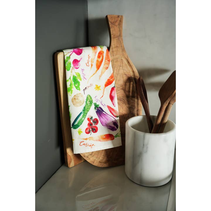 Jean Choe Art & Design - Wholesale Tea Towel - Vegetable Medley Tea Towel. Watercolor Veggie Kitchen Towel.7
