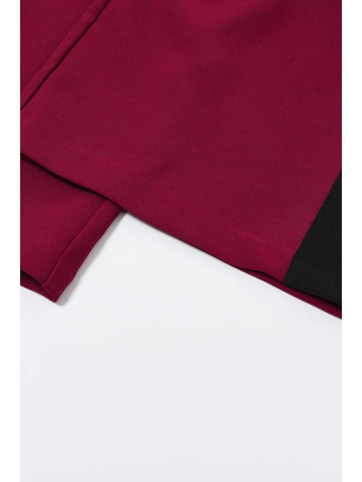 Wine Élégance Structurée Long Sleeve Top & Pants Set for wholesale on Faire14
