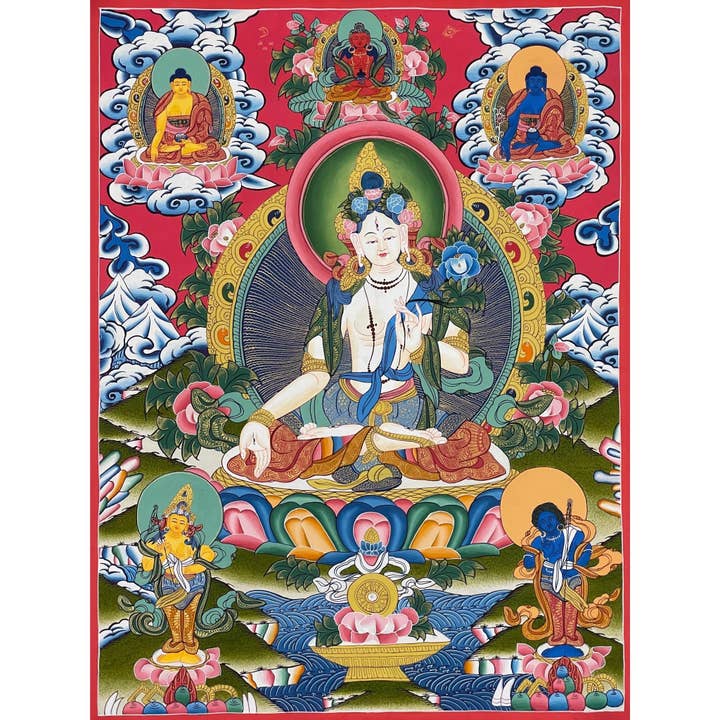 Witte Tara Thangka voor wholesale door Art Of Tibet
