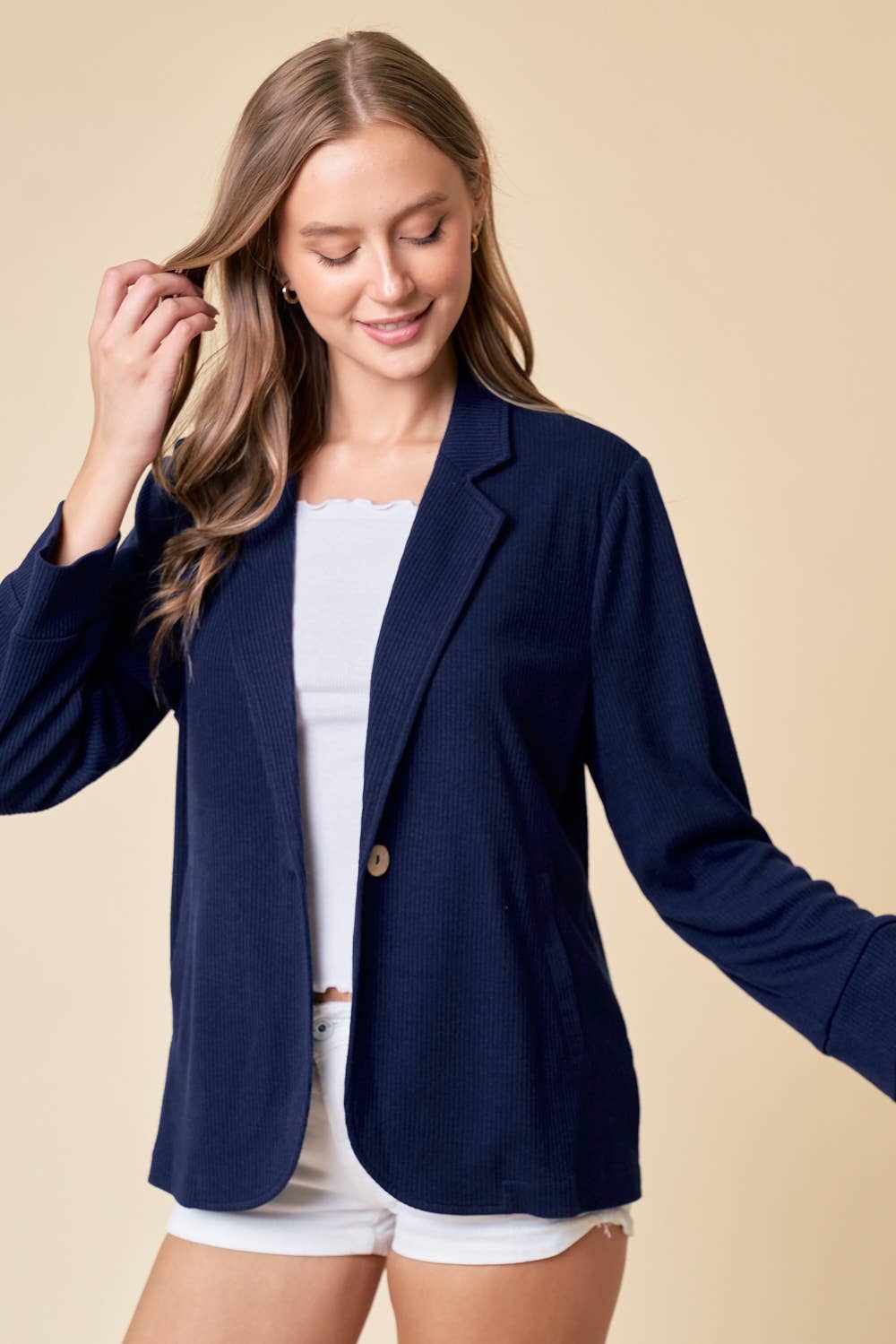 Doe and Rae - Wholesale Blazer - Women's - Placket Sleeve Knit Blazer - 10325J9