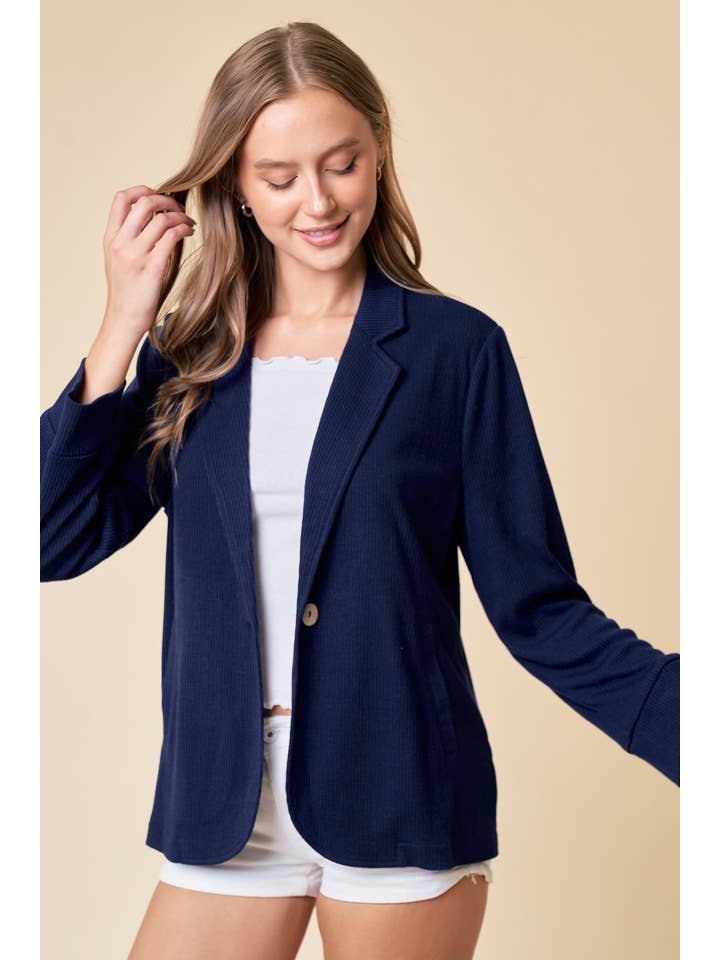 Doe and Rae - Wholesale Blazer - Women's - Placket Sleeve Knit Blazer - 10325J9